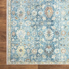 Bloom Rugs Caria Washable Non-Slip 10 ft Runner - Blue/Beige Traditional Runner for Entryway, Hallway, Bathroom, and Kitchen - Exact Size: 2'6" x 10'