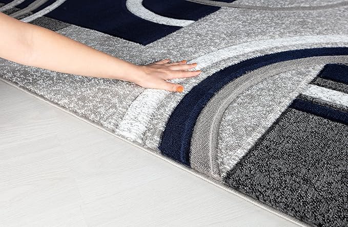 GLORY RUGS Area Rug Modern Soft Hand Carved Contemporary Floor Carpet with Premium Fluffy Texture for Indoor Living Dining Room and Bedroom Area (5x7, Navy)