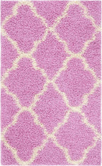 SAFAVIEH Dallas Shag Collection Accent Rug - 4' x 6', Pink & Ivory, Trellis Design, Non-Shedding & Easy Care, 1.5-inch Thick Ideal for High Traffic Areas in Entryway, Living Room, Bedroom (SGD257I)
