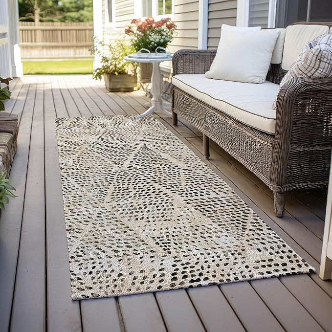 Addison Rugs Chantille ACN591 Beige 2'3" x 7'6" Indoor Outdoor Hallway Runner Rug, Stain Resistant Washable Kitchen Area Carpet for Bathroom, Laundry and Bedroom Rug