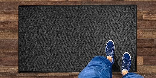 WaterHog Diamond | Commercial-Grade Entrance Mat with Rubber Border – Indoor/Outdoor, Quick Drying, Stain Resistant Door Mat (Charcoal, 3' x 4')