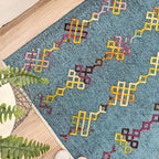 Alfa Rich 3x10 Moroccan Blue Washable Area Rugs for Living Room Hallway Kitchen Decor Cotton Runner