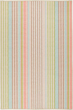 Dash & Albert Ana Ticking Aqua Machine Washable Rug, 7.5 X 9.5 Feet, Multicolored Stripe Pattern