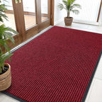 OLANLY Front Door Mat Indoor Outdoor Entrance, Waterproof Heavy Duty Doormat, Fade Resistant, Low Profile, Easy Clean Patio Porch Welcome Floor Mats for Entry, 59x30, Wine Red