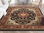 Well Woven Barclay Collection Medallion Kashan Black 6x9 Area Rug - for Living Room, Bedroom, and Dining Room
