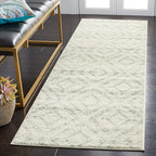 SAFAVIEH Adirondack Collection Runner Rug - 2'6" x 12' Runner, Ivory & Green, Modern Diamond Distressed Design, Ideal for High Traffic Areas in Living Room, Bedroom, Dining (ADR131X-212)