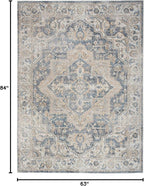 Nourison Home Astra Machine Washable Grey Blue 5'3" x 7' Area Rug - Easy Clean, Non Shedding, Bed Room, Living Room, Dining Room, Kitchen (5' x 7')