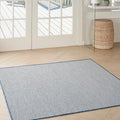Nourison Home Courtyard Ivory Blue 5' x Square Area Rug - Easy Clean, Non Shedding, Bed Room, Living Room, Dining Room, Kitchen (5' x Square)