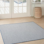 Nourison Home Courtyard Ivory Blue 5' x Square Area Rug - Easy Clean, Non Shedding, Bed Room, Living Room, Dining Room, Kitchen (5' x Square)