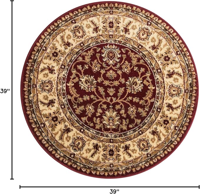 Unique Loom Voyage Collection Traditional Oriental Classic Intricate Design Area Rug (3' 3 x 3' 3 Round, Red/Gold)