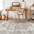 8x10 Area Rugs Living Room: Washable Boho Large Neutral Vintage Soft Rug Stain Resistant Farmhouse Non-Slip Indoor Rustic Floor Carpet for Bedroom Nursery Kids Playroom Office Dining Room- Dark Brown