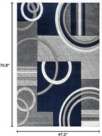 GLORY RUGS Area Rug Modern Soft Hand Carved Contemporary Floor Carpet with Premium Fluffy Texture for Indoor Living Dining Room and Bedroom Area (4x6, Navy)