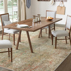 Washable Rug 8x10 Area Rug for Living Room Bedroom, Large Modern Abstract Rug Indoor Floor Carpets Low Pile No Shed Non-Slip with Rubber Backing Dining Room Kitchen Office (Teal&Coral, 8'x10')