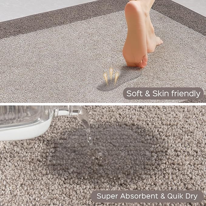 Machine Washable (24" x 36"+ 24" x 60"') Kitchen Rugs Set of 2, Non Slip Kitchen Mats for Floor, Absorbent Entrance Runner Rugs for Bedroom, Hallway, Bathroom, Door (Roll Packing)