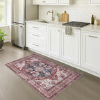 Fame Rugs Turkish Rug. Washable Vintage Oriental Antique Inspired Traditional Doormat Small Modern Area Rugs Luxury Entryway Entry Bedroom Bathroom Kitchen (404RR, 2'5 x 6'9)