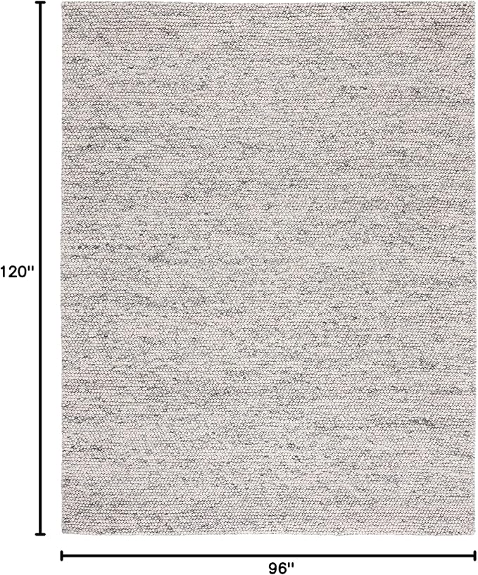 SAFAVIEH Area Rug 8x10 - Natura Collection - Large - Light Grey & Ivory, Handmade Wool Blend, Textured Design, Ideal for Living Room, Bedroom, Dining Space (NAT620G)