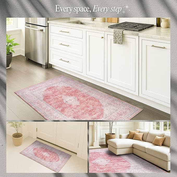 Fame Rugs Turkish Rug. Washable Vintage Oriental Antique Inspired Traditional Doormat Small Modern Area Rugs Luxury Entryway Entry Bedroom Bathroom Kitchen (410CP, 2' x 3')