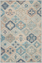 Dash & Albert Pali Multi Machine Washable Rug, 7.5 X 9.5 Feet, Blue Geometric Pattern