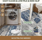 Bavni 8x10 Area Rugs, Modern Living Room Rugs, Large Machine Washable Rug Non-Slip, Soft Pet Friendly Rugs for Bedroom, Playroom, Dining Room, Indoor, Blue/Ivory