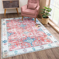Bloom Rugs Washable Non-Slip 5' x 7' Rug - Red/Blue Traditional Area Rug for Living Room, Bedroom, Dining Room, and Kitchen - Exact Size: 5' x 7'