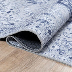 Bloom Rugs Washable Non-Slip 7 ft Runner - Gray/Blue Traditional Medallion Runner for Entryway, Hallway, Bathroom, and Kitchen - Exact Size: 2.5' x 7'