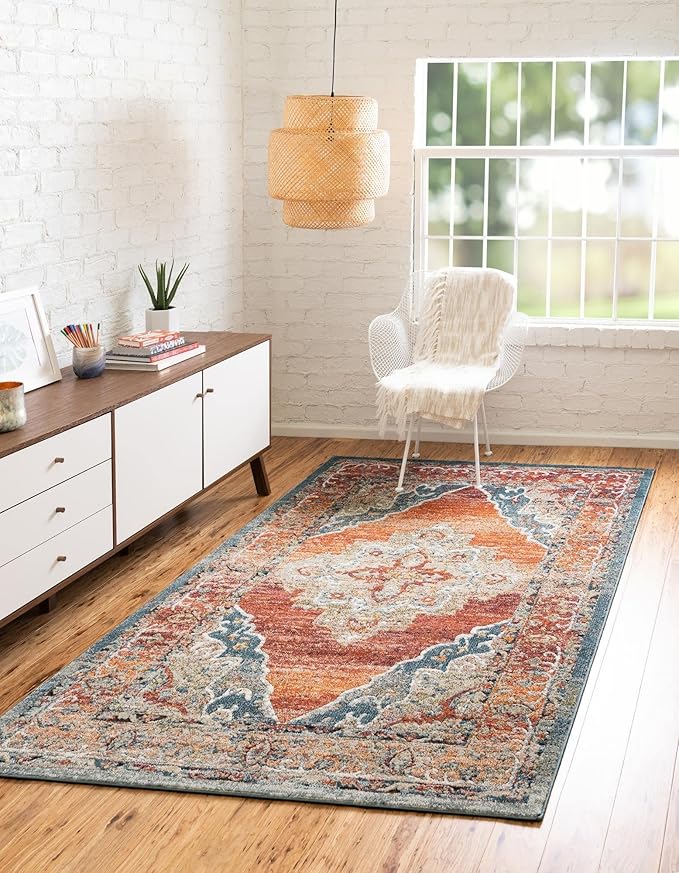 Unique Loom Isabella Collection Area Rug - Rossellini (4' 1" x 6' 1" Rectangle, Rust Red/ Beige)