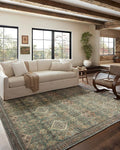 Loloi Magnolia Home by Joanna Gaines Sinclair Collection SIN-03 Turquoise/Multi 2'-0" x 5'-0", .25" Pile Height, Machine Washable, Accent Rug