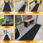 Ottomanson Commercial Scrape Rib Entry Mat – Heavy Duty Ribbed Floor Mat for High Traffic – Non Slip Rubber Back, Waterproof – Indoor Outdoor Use for Offices, Schools, Lobbies, 2'7" x 12', Black