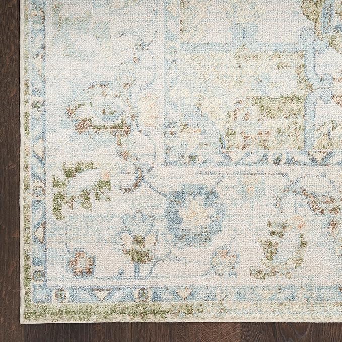 Nourison Home Astra Machine Washable Blue Green 6'7" x 9' Area Rug - Easy Clean, Non Shedding, Bed Room, Living Room, Dining Room, Kitchen (7' x 9')