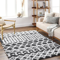 Livabliss Hapsburg Moroccan Shag Area Rug, 5'3" x 7'3", Black/White
