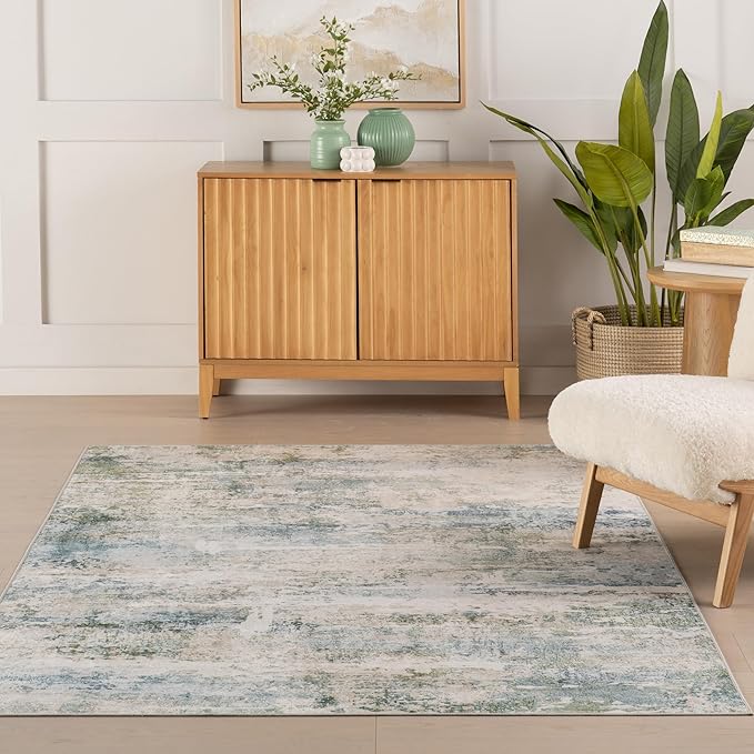 Dash & Albert Blaire Mineral Machine Washable Rug, 6 X 9 Feet, Multicolored/Blue Graphic Pattern