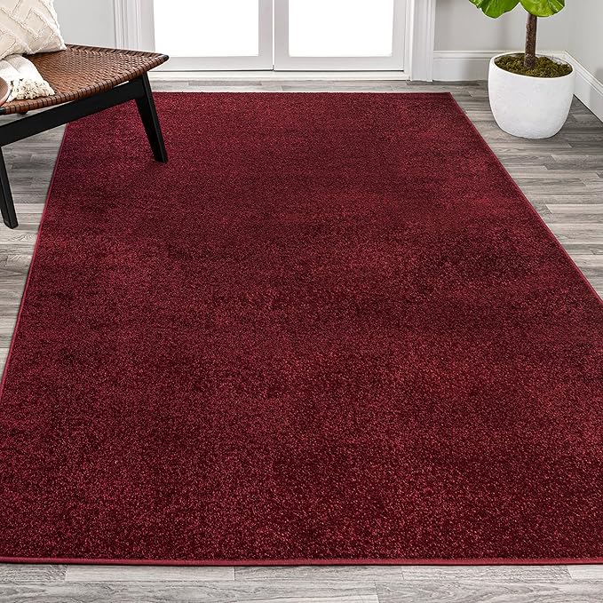 Eyely UES100Q-6 Supersoft Haze Solid Low-Pile Indoor Area Rug, Coastal, Bohemian, Minimalist, Classic, Casual for Bedroom,Kitchen,Living Room,Non Shedding,Easy-Washing, Red, 6 X 9