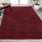 Eyely UES100Q-15 Supersoft Haze Solid Low-Pile Indoor Area Rug, Coastal, Bohemian, Minimalist, Classic, Casual for Bedroom,Kitchen,Living Room,Non Shedding,Easy-Washing, Red, 12 X 15
