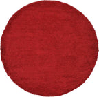 Unique Loom Solid Shag Collection Area Rug (8' Round, Cherry Red)