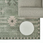 Revival Rugs Flam 8'x10' Zero-Shedding Area Rug for Living Room Bedroom - Oeko-TEX Certified, Low Pile, Spot Clean, Green