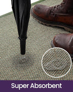 DEXI Ultra Thin Entryway Door Mat 24x36, Non Slip Rubber Backing Inside Entry Mat, Low Profile Easy Clean Dirt Trapper Doormat for Inside Entrance Patio, Green