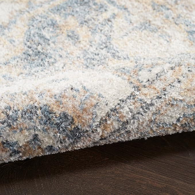 Nourison Home Astra Machine Washable Grey/Blue 2'2" x 10' Area -Rug, Easy -Cleaning, Non Shedding, Bed Room, Living Room, Dining Room, Kitchen (2x10)