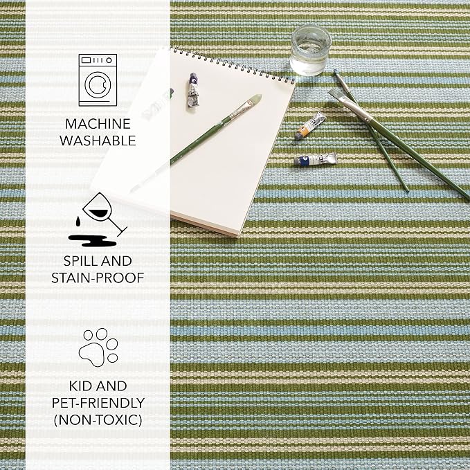 Dash and Albert Caravan Machine Washable Area Rug - 5' x 8' Multicolor Stripe Washable Accent Rug Durable, High Traffic Area Kitchen, Hallway, Bedroom, Stairs