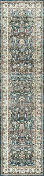 Dripex Runner Rug-2x8 Washable Distressed Hallway Runner Oriental Medallion Carpet Runner Non-Slip Stain-Resistant Kitchen Mat Foldable Thin Accent Rug for Entrance Living Room Bedroom