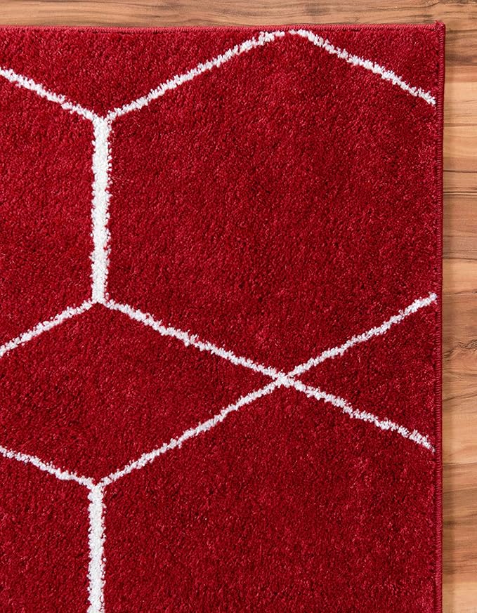 Unique Loom Trellis Frieze Collection Area Rug - Geometric (10' x 14' 1", Red/ Ivory)