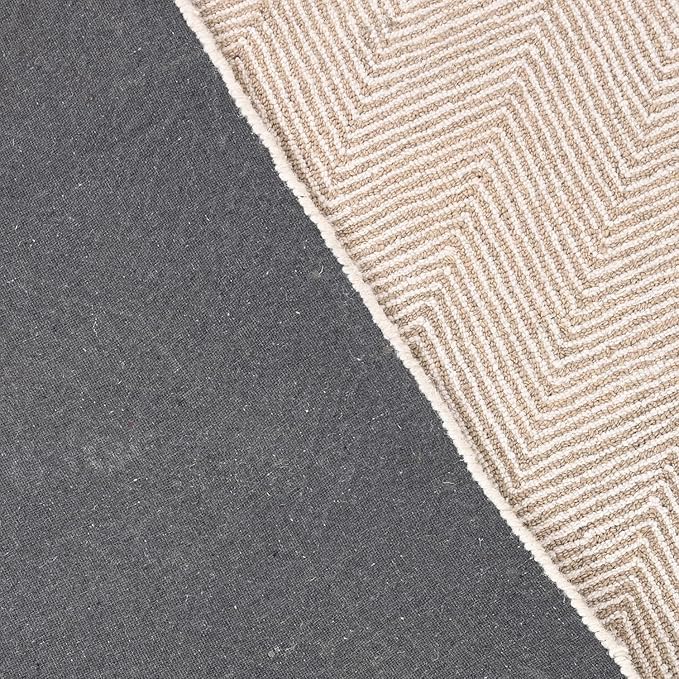 Modern Herringbone Chevron Collection Handcrafted Wool Area Rug - Durable, Zigzag Pattern, for High Traffic, Contemporary Design for Living Room, Bedroom, Dining Room Decor (Sand Beige, 8' x 11')