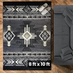 YHSF South West Native American Area Rug C318 - Easy Clean, Thick, Soft, Durable Native Tribal American Indian Inspired Rug for Bedroom/Living Room and More - Grey, 8 Feet x 10 Feet