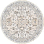 zesthome 9ft Round Rugs for Living Room, Non-Slip Washable Round Area Rugs, Ultra-Thin Large Circle Rugs, Soft Low Pile Rug for Bedroom, Kitchen - Vintage Stain Resistant Round Rug (Beige,9'x9')