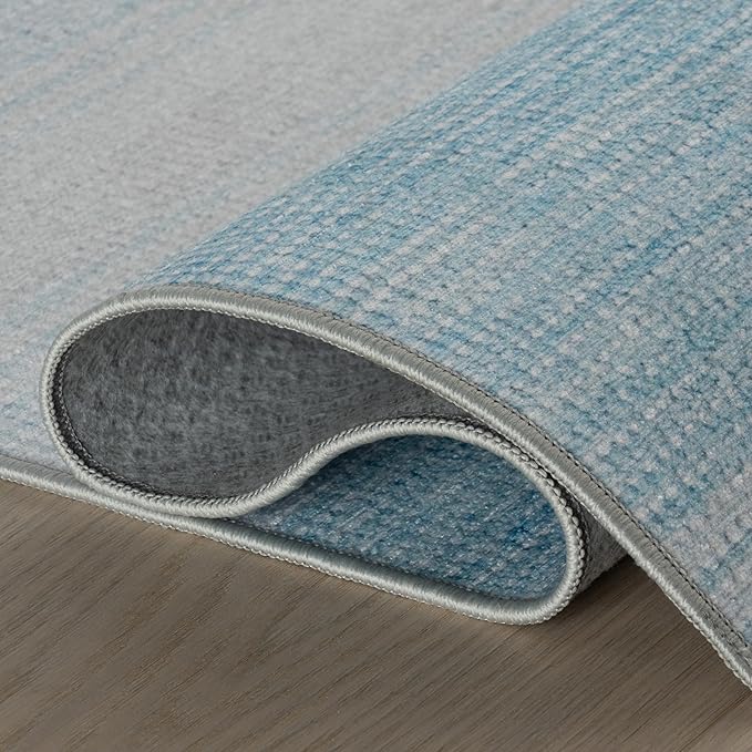 Dash & Albert Pandora Blue Machine Washable Rug, 5 X 8 Feet, Blue Abstract Pattern