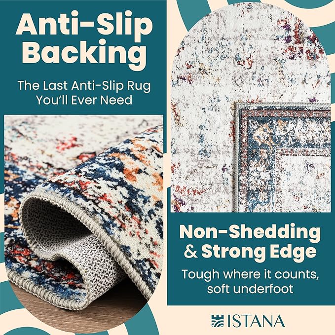 Istana Large Rug 9x12 - Multi Colors Living Room Rug Colorful - 12x9 Area Rug - Stain Resistant 12x9 Rugs for Living Room - Eco-Friendly Natural Fiber Rugs 9x12 - Large Boho Area Rug