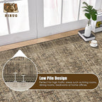 Washable Area Rug 5' x 7' Vintage Traditional Persian Mat - Foldable Distressed Non-Slip Machine Washable Carpet for Living Room Bedroom Kitchen Home Decor - Mocha and Taupe