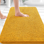 OLANLY Bathroom Rugs 36x24, Extra Soft Absorbent Chenille Bath Rugs, Rubber Backing Quick Dry, Machine Washable Bath Mats for Bathroom Floor, Tub and Shower, Home Decor Accessories, Golden Yellow