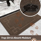 BEQHAUSE Door Mat 36" x 60", Non-Slip Door Mats Indoor Entryway Rugs Washable Low-Profile Absorbent and Stain Resist Floor Mats, Dog Door Mat for Front Back Door, Muddy Wet Shoes & Paws, Brown