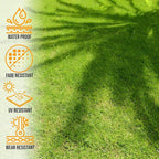 Ottomanson 6'6" x 48' Artificial Faux Grass Rug - Realistic Turf with UV Protection - Perforated for Easy Drainage - Durable, Hose-Off Synthetic Lawn Carpet for Indoor & Outdoor Use, Green