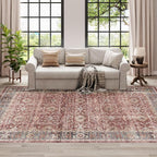 Dripex Vintage 5x7 Area Rugs - Large Washable Area Rug for Living Room Bedroom Oriental Medallion Floral Print Floor Carpet Low-Pile Indoor Soft Non-Slip Accent Rug Farmhouse Home Office Decor